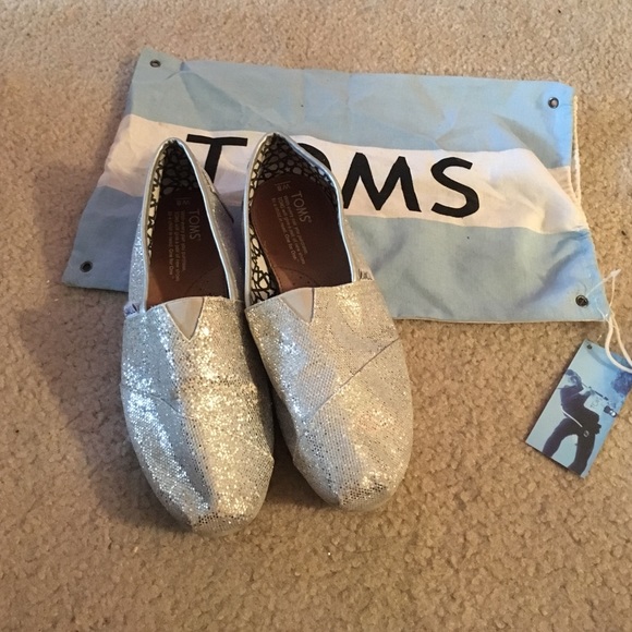 Silver Glitter TOMS shoes