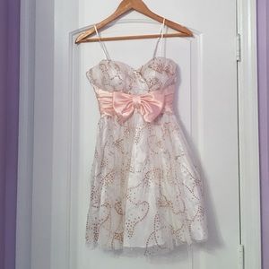 White & Rose Gold Sparkle Dress