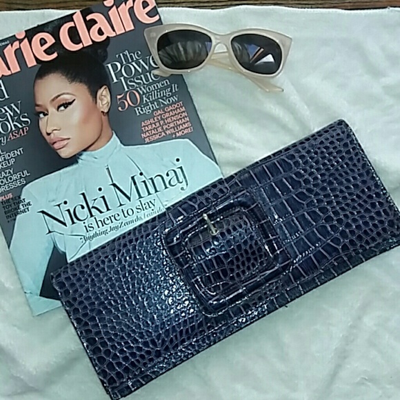 Vintage Faux Alligator Dark Purple Belt Clutch