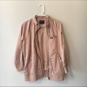 Shiny, dusty rose, bomber jacket