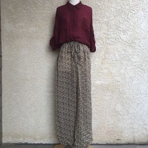 Zara printed wide-leg trouser pants