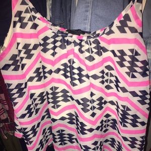 Pink blue & white crop top flare out