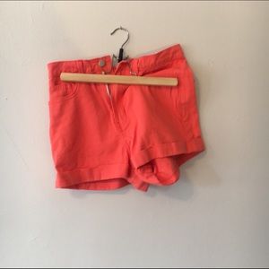 High waisted neon shorts