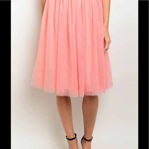 Pink Tulle Midi Skirt - Picture 8 of 8