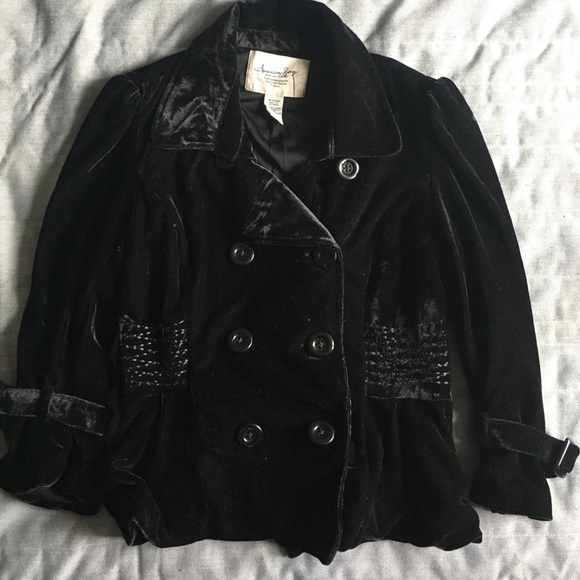 Black velvet 3/4 length sleeve jacket