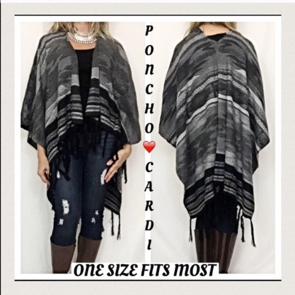 ✨SALE Tribal Fringe Wrap Blanket Scarf Poncho - Picture 2 of 3