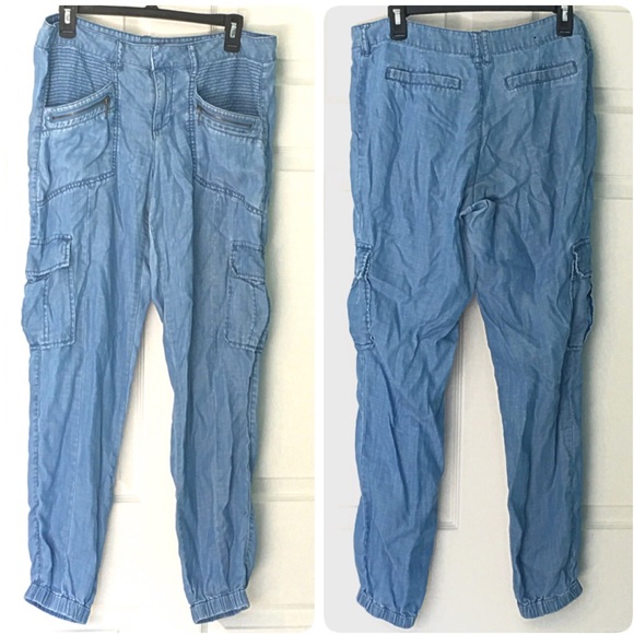 New York & Company Pants - Chambray Joggers Cargo Pants 8 Blue New York & Company Pants - Chambray Joggers Cargo Pants 8 Blue