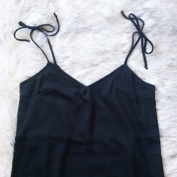 SUPER SALE Silky Satin Tie Slip Dress in Black - Picture 3 of 3