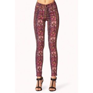 Multi-Colored Tribal Print Skinny Jeans