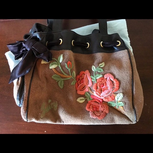 Juicy Couture embroidered, terry cloth handbag.
