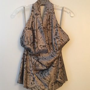 Express silver and black silk halter top