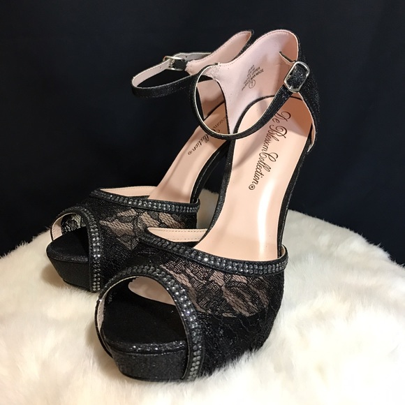 💗Darling Black Lace Sparkly Heels~New in Box 💗