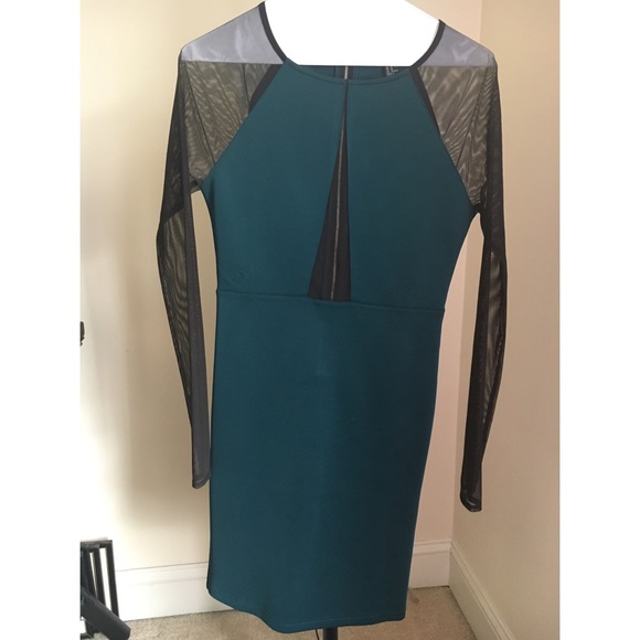 F21 Party Dress with Mesh Long-sleeves