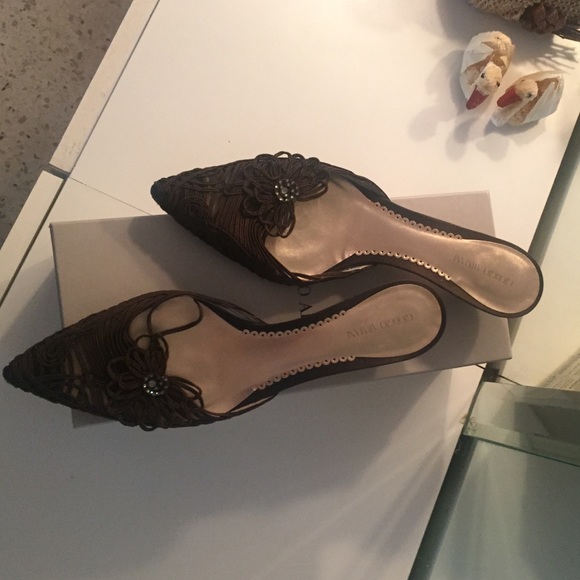 Georgio Armani brown mules.