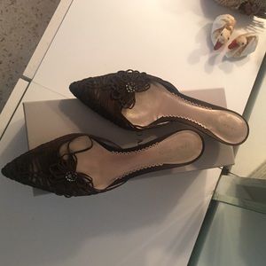 Georgio Armani brown mules.