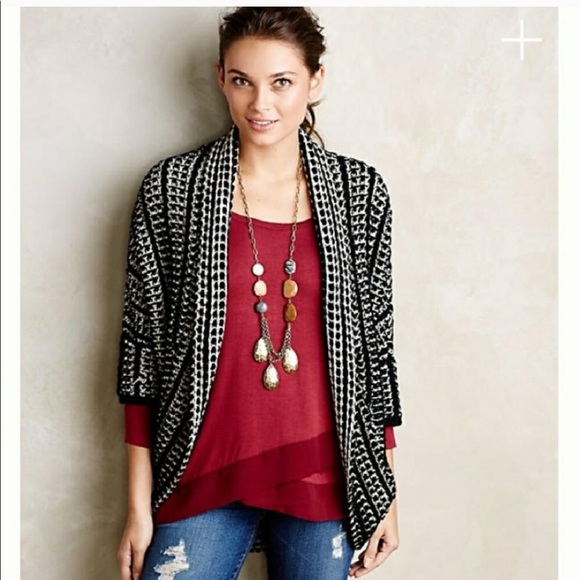 Anthropologie Sweaters - Anthropologie XS black and white cardigan sweater