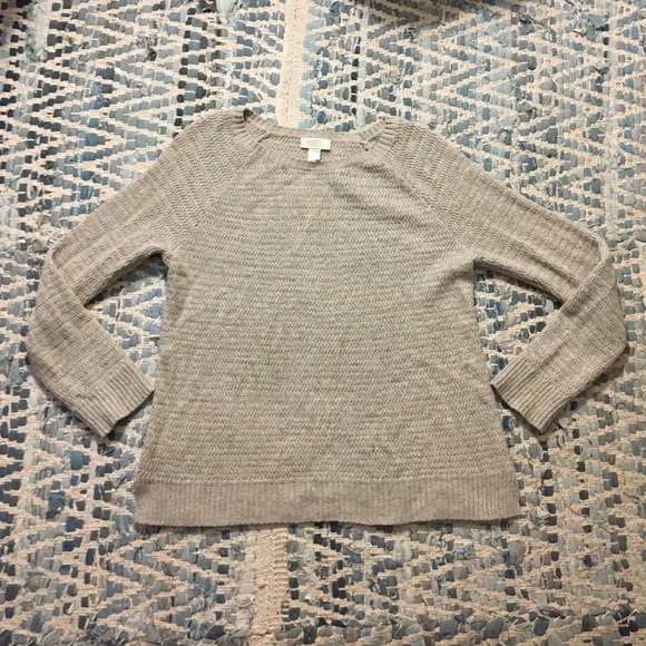 Loft super soft herringbone knit sweater stone
