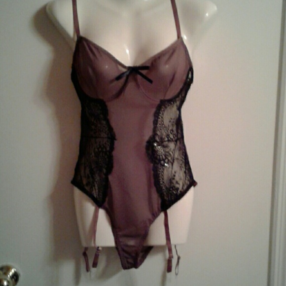 Sexy plum and black lace lingerie