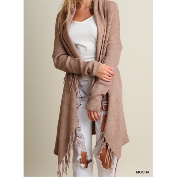 🌺LAST Long sleeve open front fringe knit cardigan - Picture 3 of 4