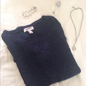 NWOT Arizona Navy blue pullover lace hem sweater