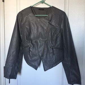 Faux leather grey jacket