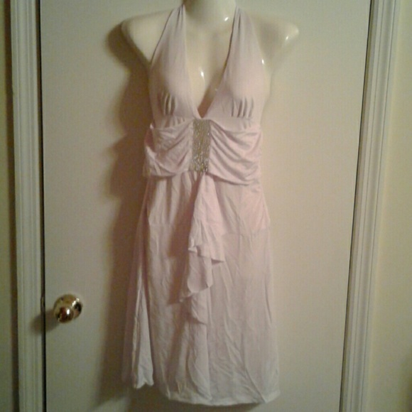 White halter evening dress
