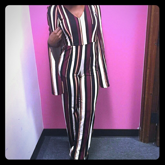 Pants suit with attached cape/ Romper