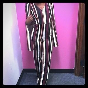 Pants suit with attached cape/ Romper