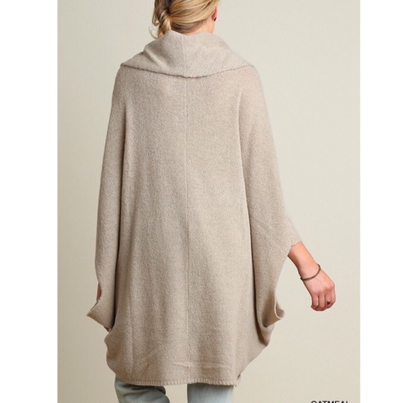 🔺LAST🔻Boho poncho cowl neck oatmeal sweater - Picture 3 of 4