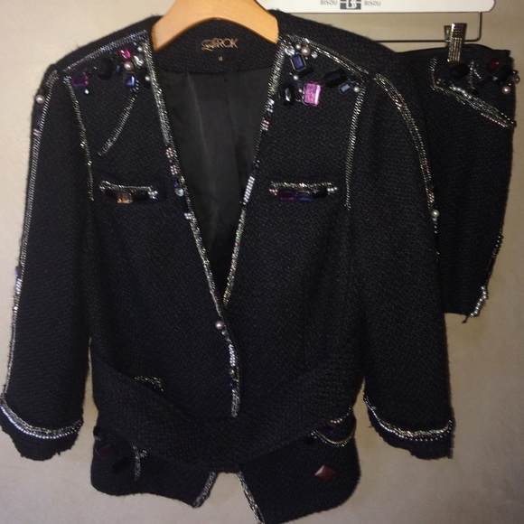 Larock jeweled  M blazer and  S miniskirt set