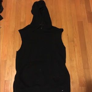 Zara Men's Black Sleeveless Hoodie
