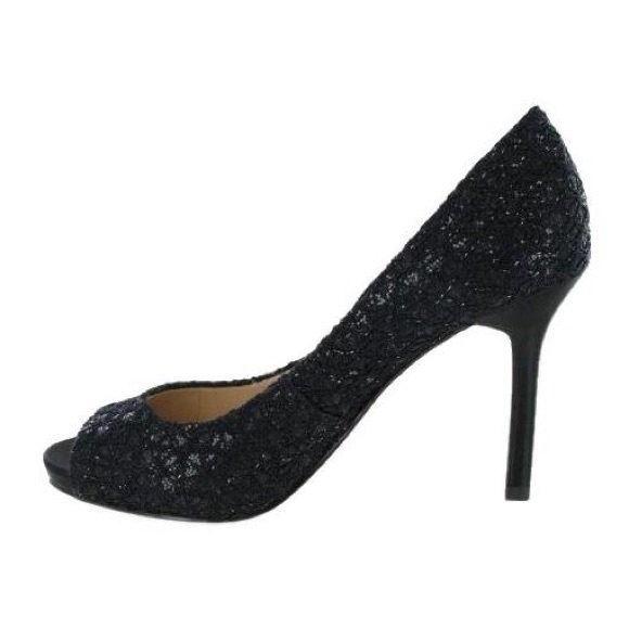 Enzo Angiolini Black Glitter Fabric Heel