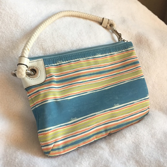 Coach striped purse with rope handle