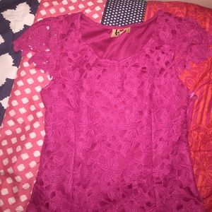Mini pink lace dress