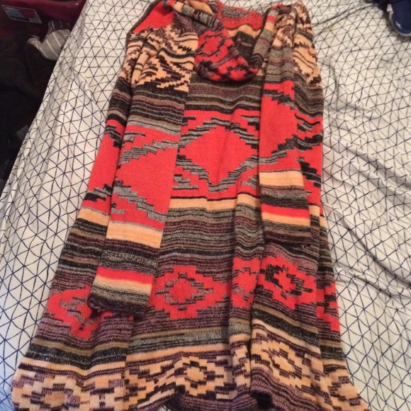 Long hooded cardigan