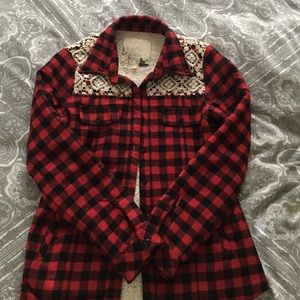 Red & Black lace flannel with fur!