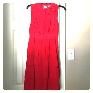 Sleeveless red silk dress