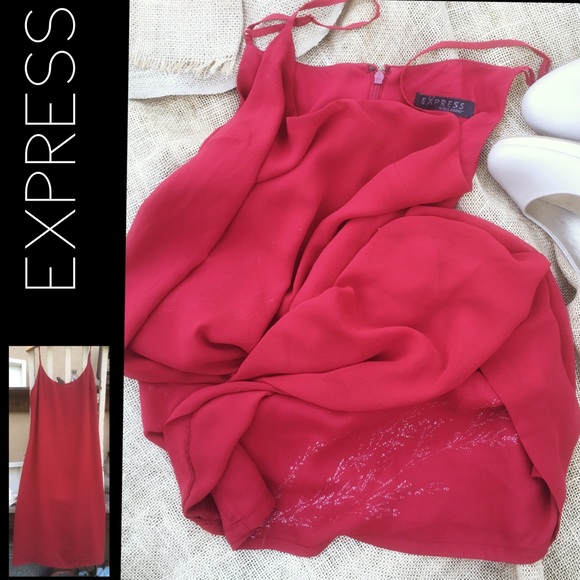Express Dresses & Skirts - CHIFFON Spaghetti Strap, Silver Underlay, 90's
