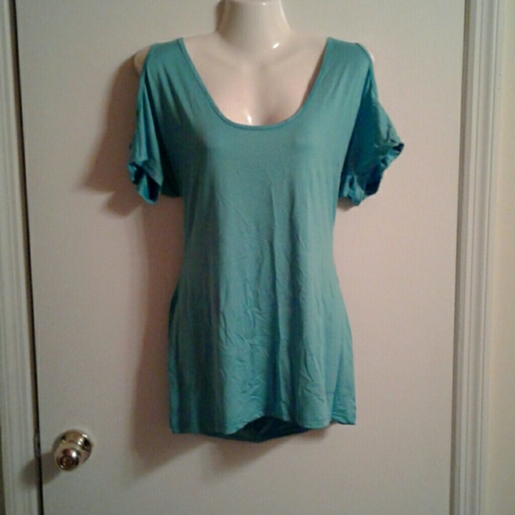 Blue ruched cutout top