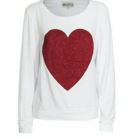 Wildfox Red Glitter Heart Jumper/Sweater - Picture 2 of 4