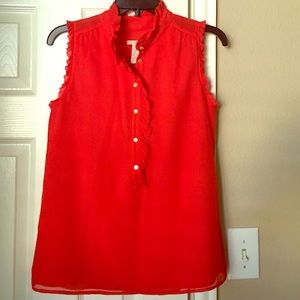 J. Crew sleeveless red silk blouse