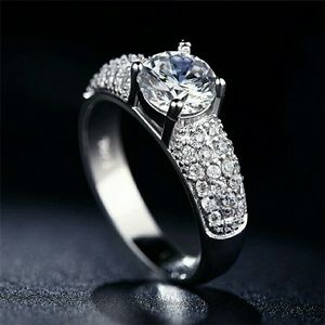 CZ Diamond S925 Silver Filled Wedding Engage. Ring