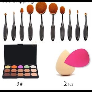 10 Oval Brushes + 2 Beauty Blenders + Palette