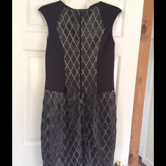 Crew Neck Sleeveless Vegan Leather Diamond Dress - Picture 3 of 4