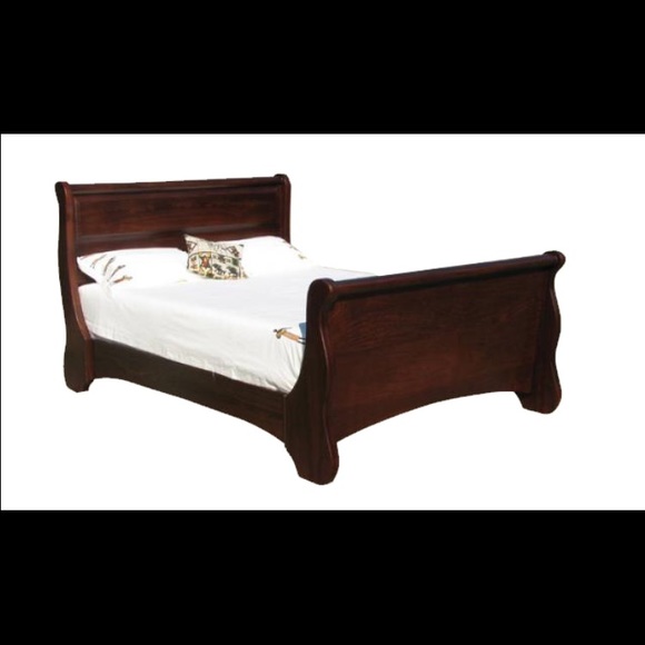 Bedding Queen Cherry Wood Sleigh Bed Poshmark