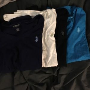 Four short sleeve polo Assn t shirts