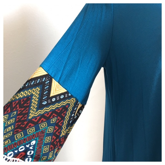 New- Teal Rust Mustard Dress - Picture 3 of 3