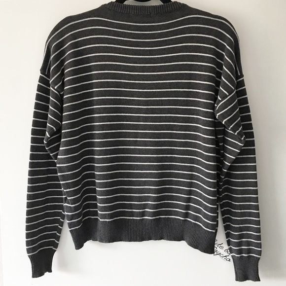 BNWT gray and white striped Lance vneck sweater - Picture 3 of 4