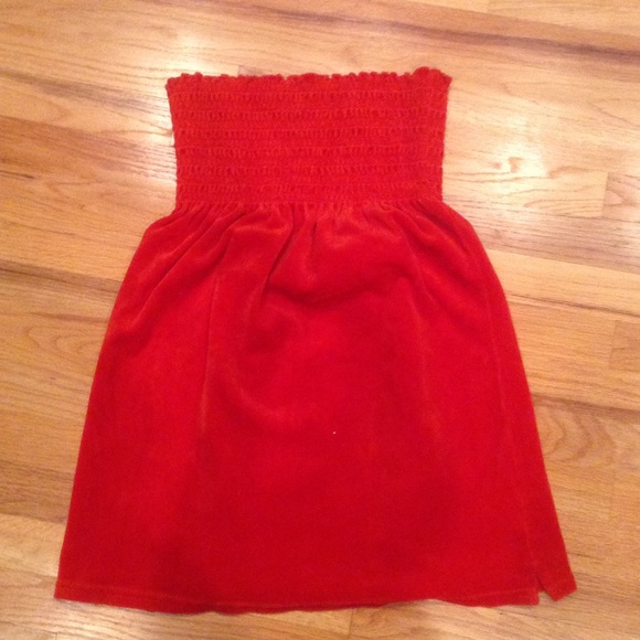 Juicy Couture Orange Velour Strapless Dress