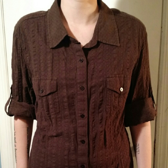 Brown button down shirt